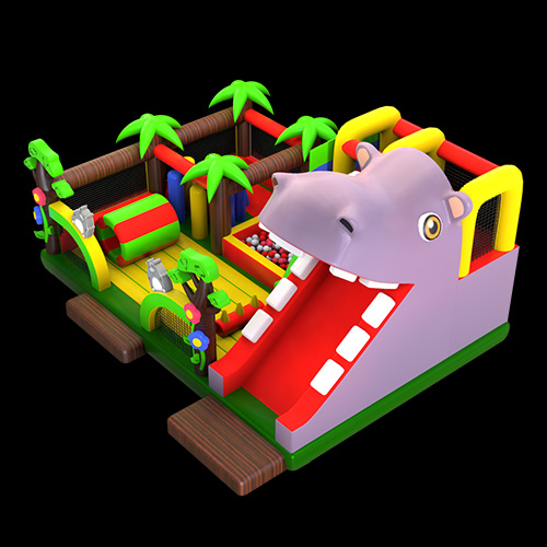 Château gonflable hippopotame avec toboggan03